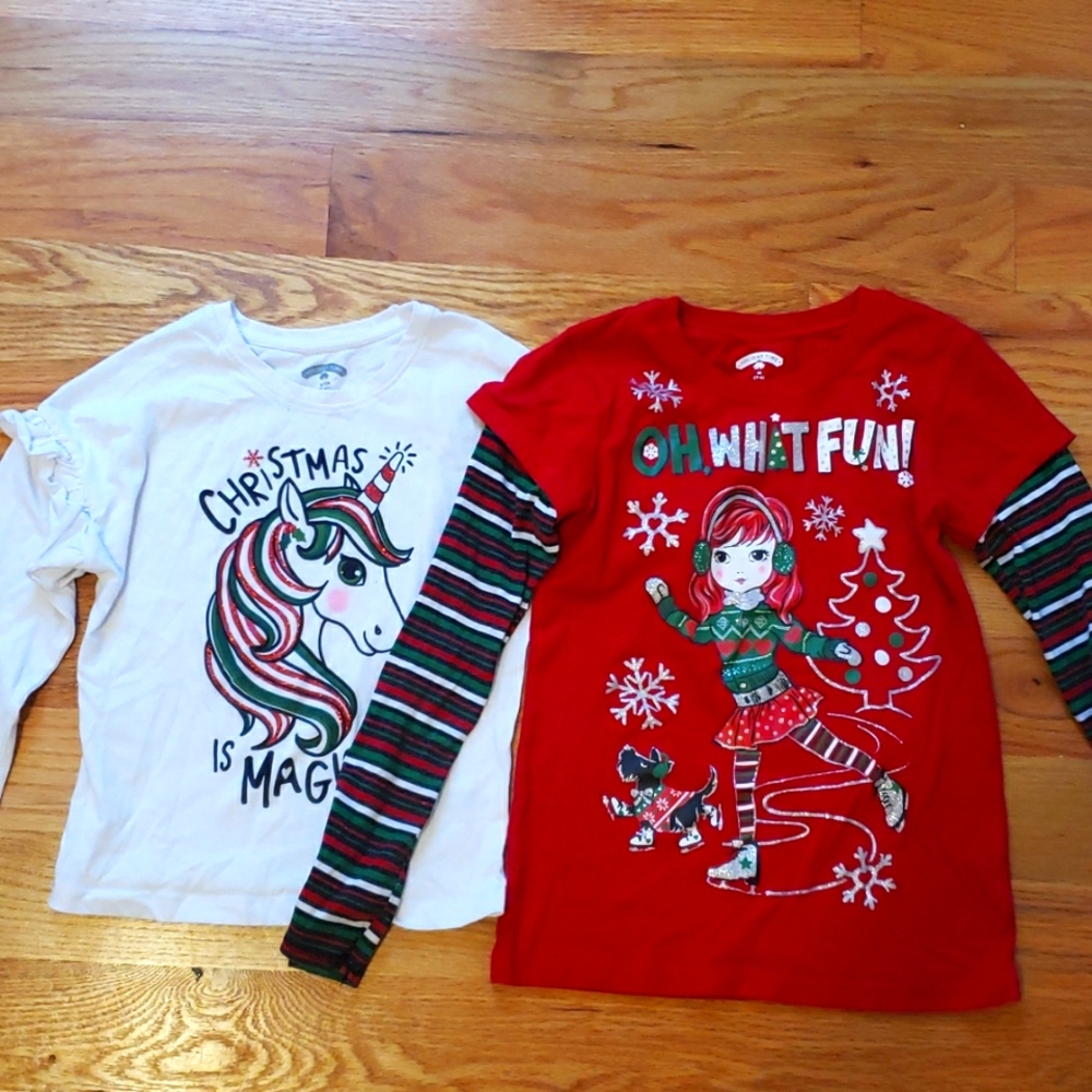 Bundle Of Two Girls Holiday Long Sleeve Shirts